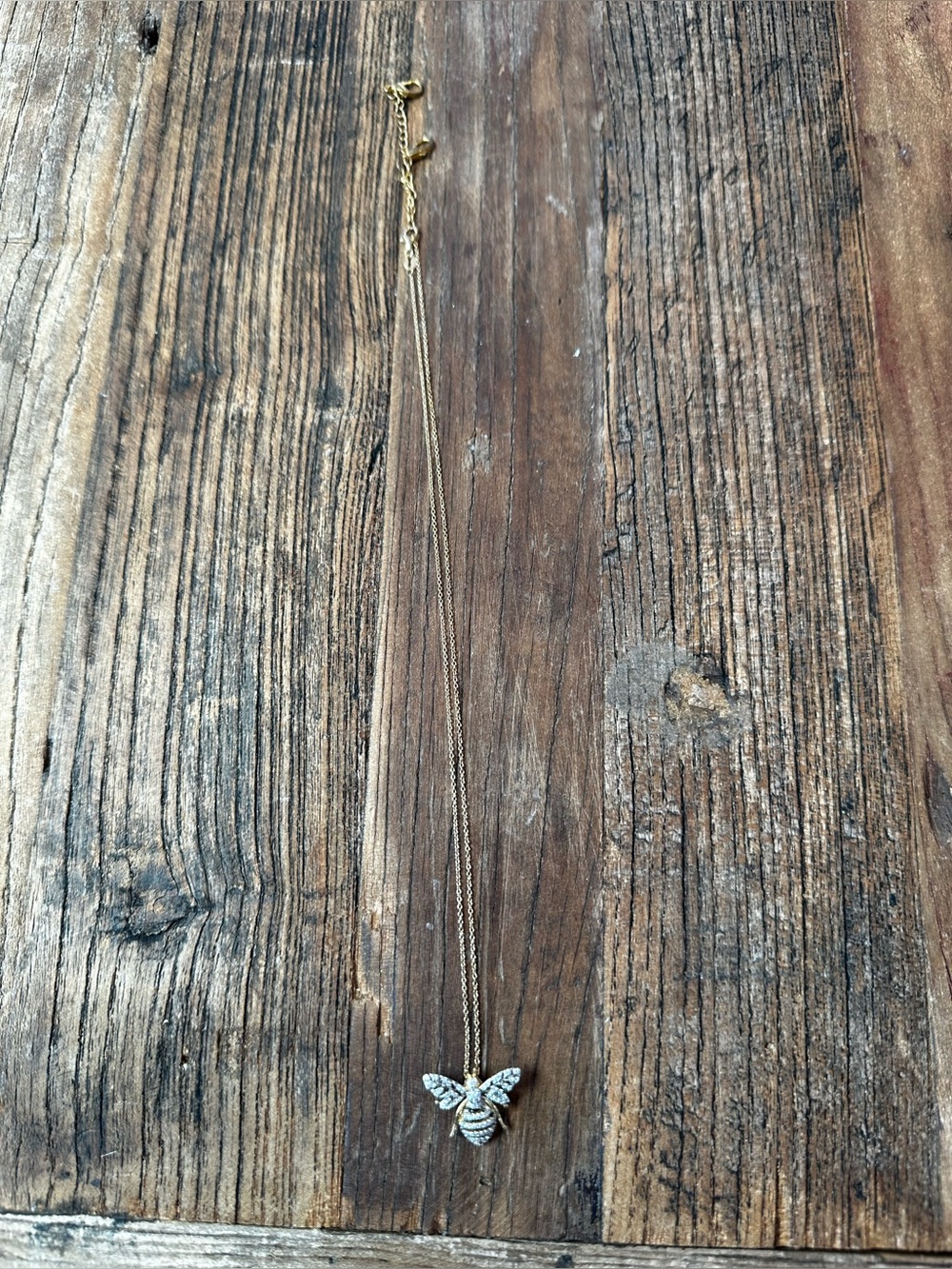 Delicate Gold Bee Pendant Necklace - Sparkling Crystal Accent